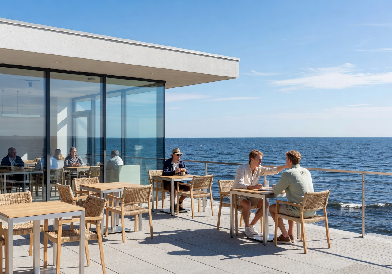 Café Ursula bright modern seaside café with panoramic ocean view and outdoor terrace in Helsinki