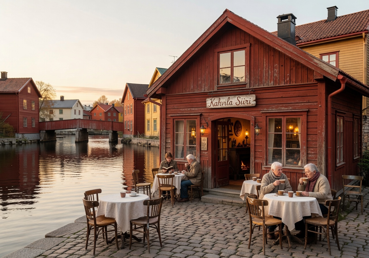 Kahvila Siiri cozy vintage café along the riverfront in historic Porvoo Finland